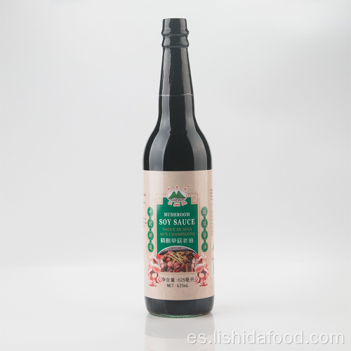 Salsa de soja oscura de champiñones de botella de vidrio de 625 ml